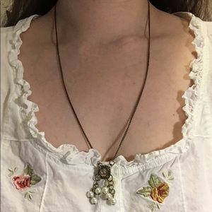 Unique handmade necklace yellow crystal. BOGO